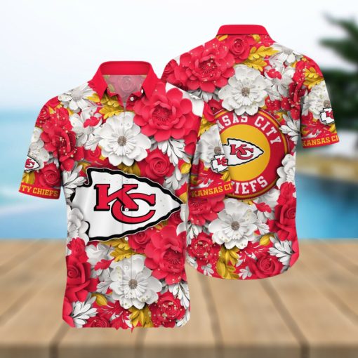 Kansas City Chiefs NFL Flower Custom Summer Football All Over Printed 3D Hawaiian Shirt