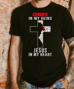 Kansas City Chiefs Nfl In My Veins Jesus In My Heart Cross 2024 T Shirt