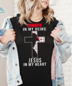 Kansas City Chiefs Nfl In My Veins Jesus In My Heart Cross 2024 T Shirt
