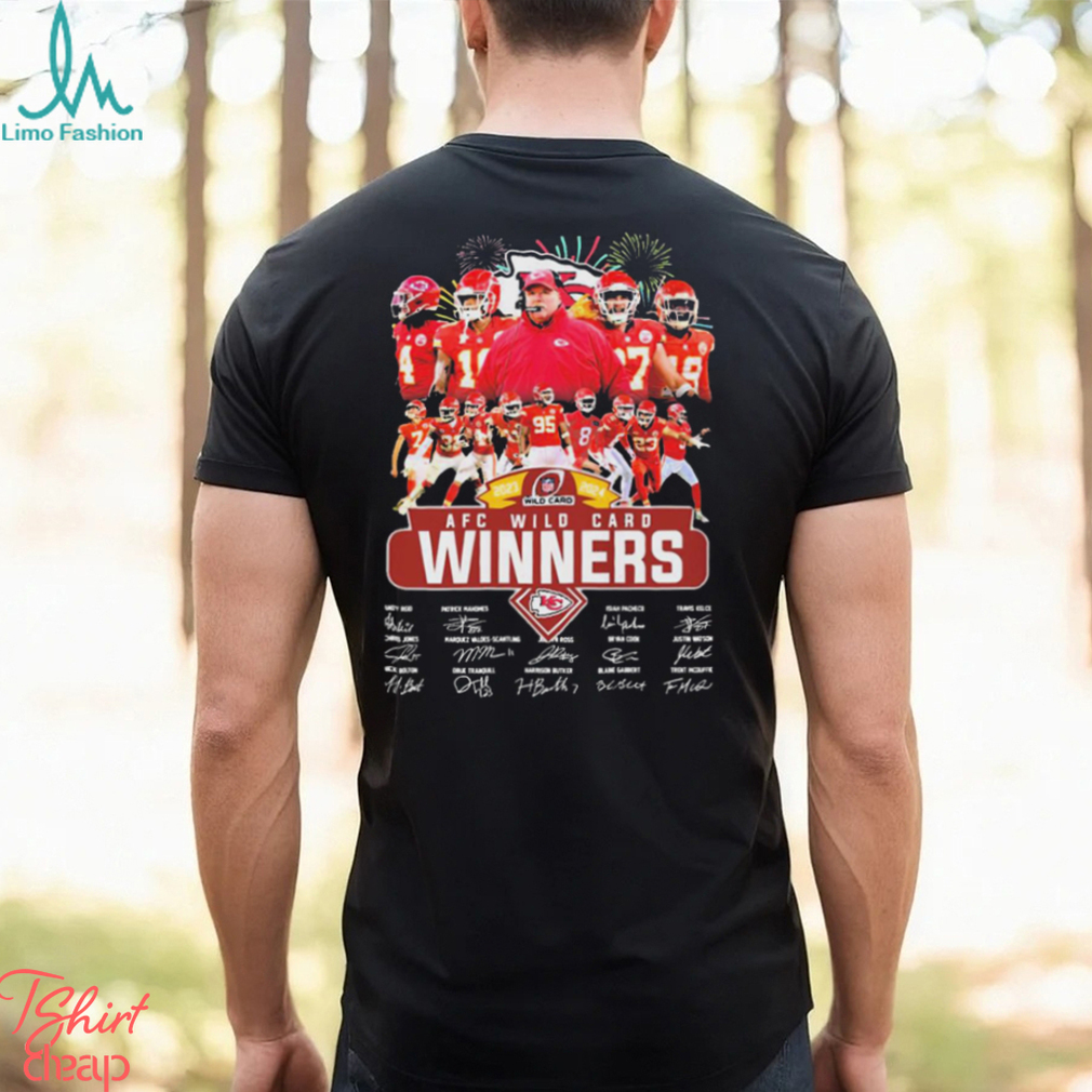 Kansas City Chiefs Team 2023 2024 AFC Wild Card Winner Signatures Shirt Kansas City Chiefs Team 2023 2024 AFC Wild Card Winner Signatures Shirt