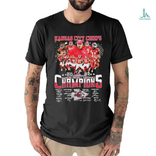 Kansas City Chiefs Team 2024 American Football Conference Champions Signatures Shirt