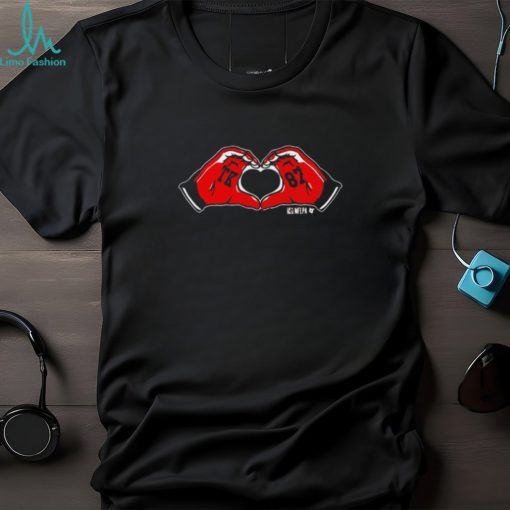 Kansas City Chiefs Travis Kelce heart hands shirt