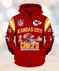 Kansas City Chiefs Zip Super Bowl Champions LIV Red Hoodies Print Full