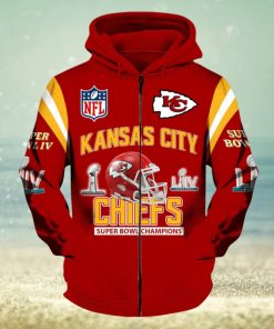 Kansas City Chiefs Zip Super Bowl Champions LIV Red Hoodies Print Full