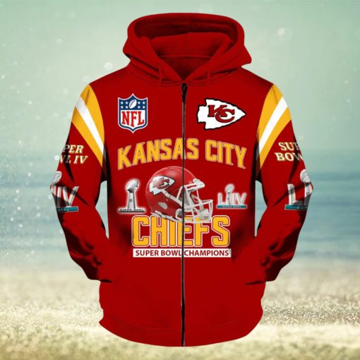 Kansas City Chiefs Zip Super Bowl Champions LIV Red Hoodies Print Full