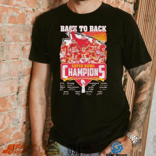 Kansas City Chiefs back to back super bowl champions signatures T shirt
