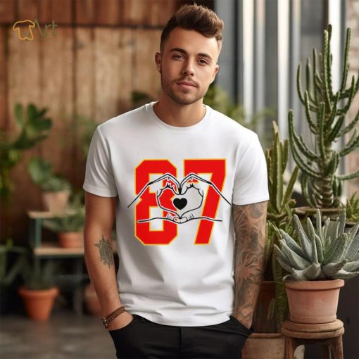 Kansas City Chiefs football Travis Kelce gloves heart 87 funny shirt