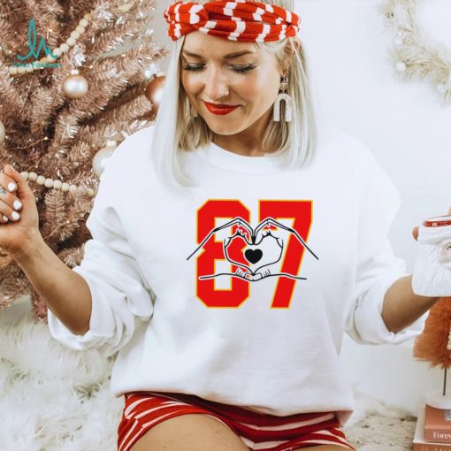Kansas City Chiefs football Travis Kelce gloves heart 87 funny shirt