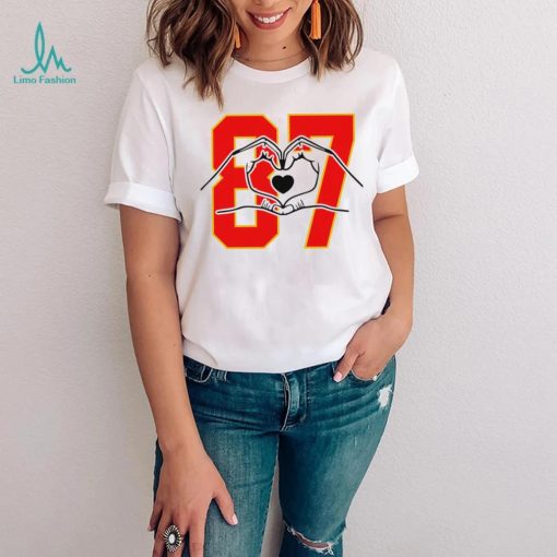 Kansas City Chiefs football Travis Kelce gloves heart 87 funny shirt