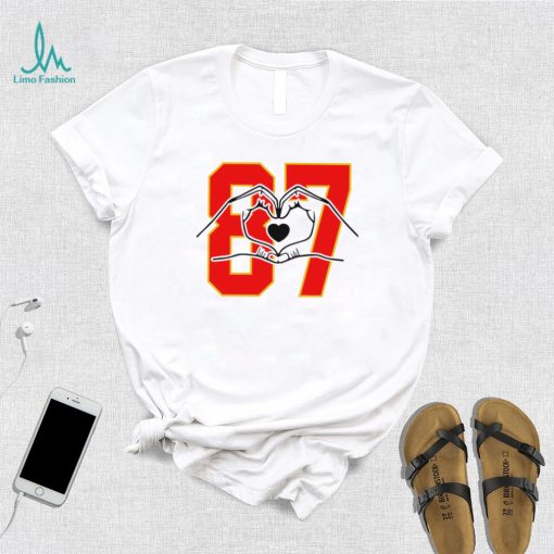 Kansas City Chiefs football Travis Kelce gloves heart 87 funny shirt