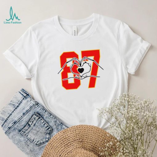 Kansas City Chiefs football Travis Kelce gloves heart 87 funny shirt