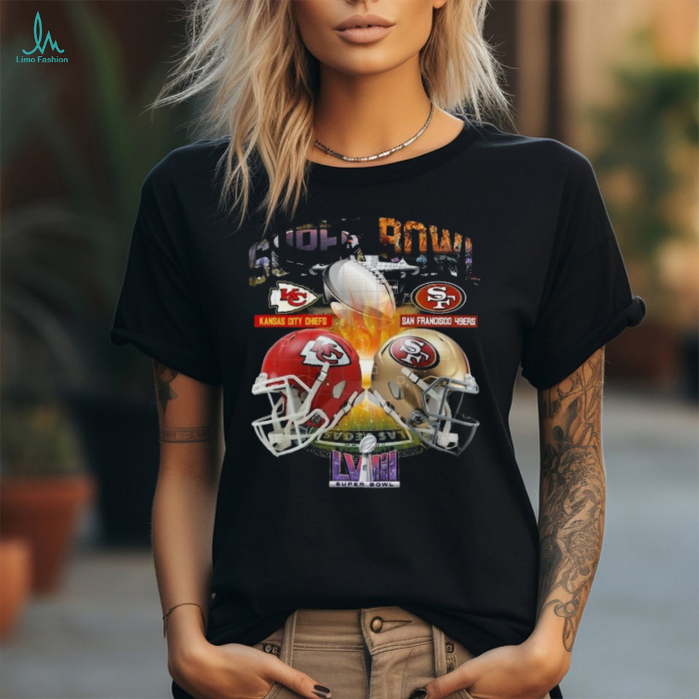 Kansas City Chiefs vs San Francisco 49Ers Super Bowl LVIII Champions Helmet Shirt Kansas City Chiefs vs San Francisco 49Ers Super Bowl LVIII Champions Helmet Shirt