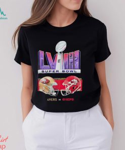 Kansas City Chiefs vs. San Francisco 49ers Super Bowl LVIII Matchup Head To Head Helmet 2024 shirt