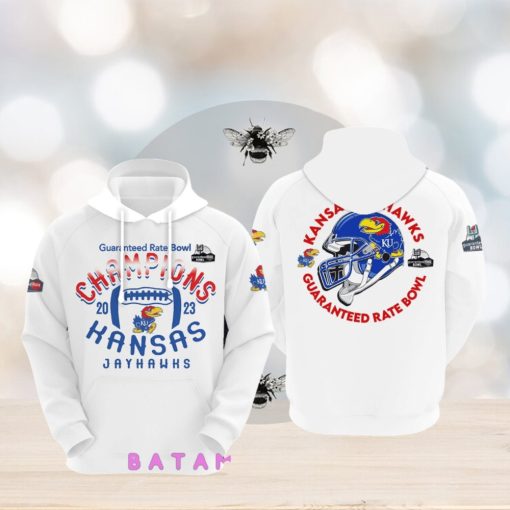 Kansas Jayhawks 2023 Guaranteed Rate Bowl Champions White Hoodie