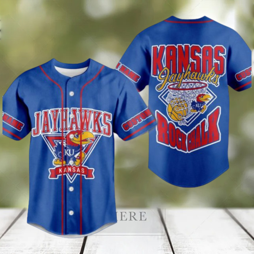 Kansas Jayhawks Rock Chalk Personalized Baseball Jersey Kansas Jayhawks Rock Chalk Personalized Baseball Jersey