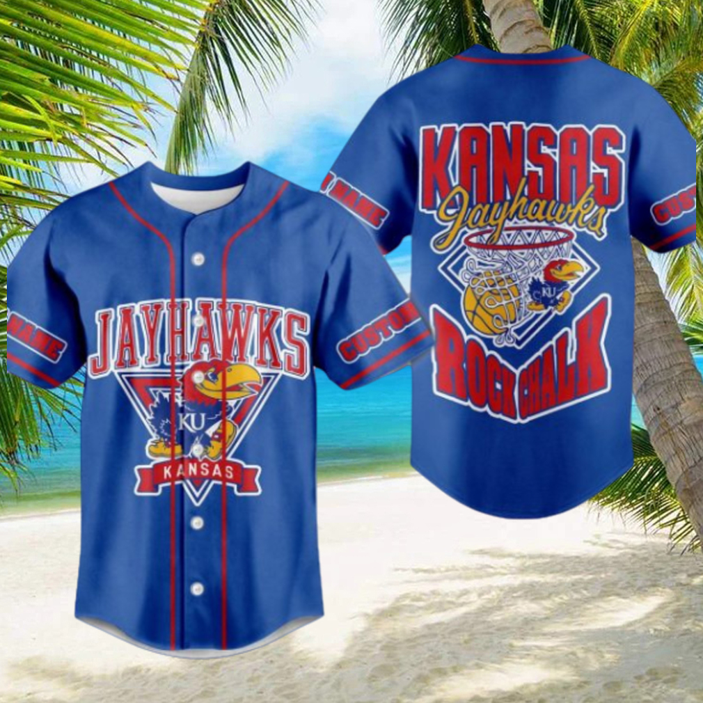 Kansas Jayhawks Rock Chalk Personalized Baseball Jersey Kansas Jayhawks Rock Chalk Personalized Baseball Jersey