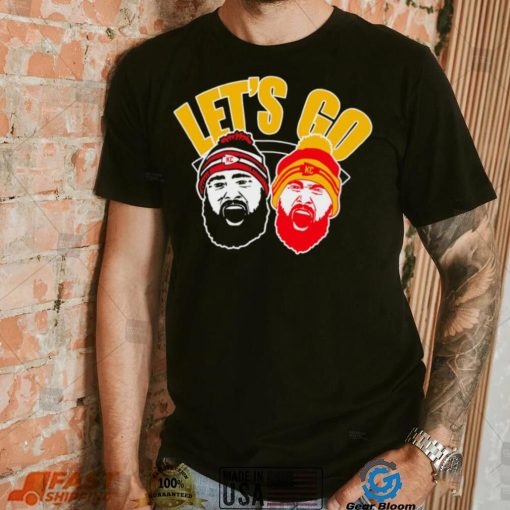 Kelce Brothers let’s go Kansas City Chiefs football face head shirt