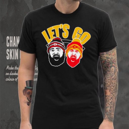 Kelce Brothers let’s go Kansas City Chiefs football face head shirt