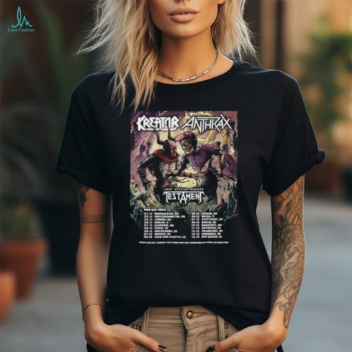 Kreator x Anthrax With Special Guests Testament Nov Dec 2024 Tour Schedule Lists T Shirt