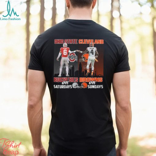 Kyle McCord and Deshaun Watson Ohio State Buckeyes on Saturdays and Cleveland Browns on sundays signatures shirt