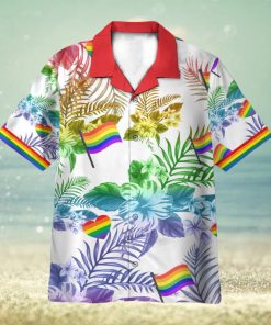 LGBT Flag Tropical Leaves Pattern 3D Hawaiian Shirt Summer Vaction Gift