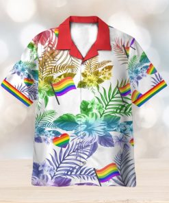 LGBT Flag Tropical Leaves Pattern 3D Hawaiian Shirt Summer Vaction Gift