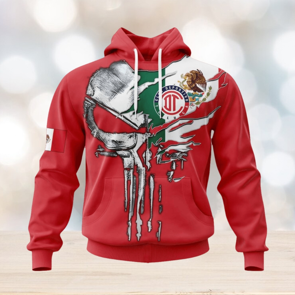 LIGA MX Deportivo Toluca Special Skull Design Concept Kits Hoodie LIGA MX Deportivo Toluca Special Skull Design Concept Kits Hoodie