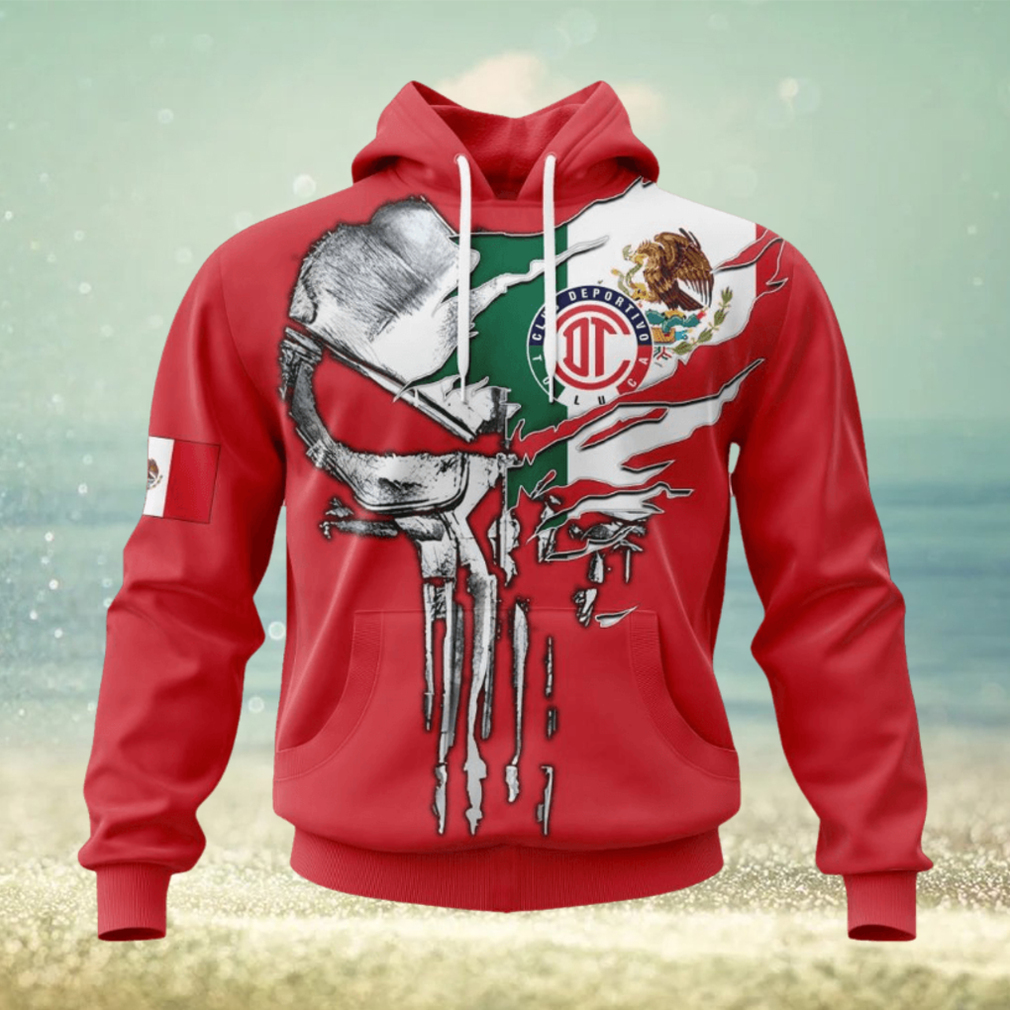 LIGA MX Deportivo Toluca Special Skull Design Concept Kits Hoodie LIGA MX Deportivo Toluca Special Skull Design Concept Kits Hoodie