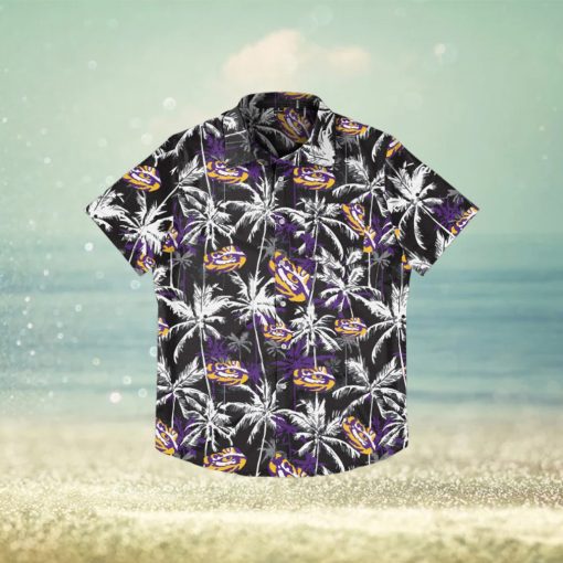 LSU Tigers Black Floral Hawaiian Shirt