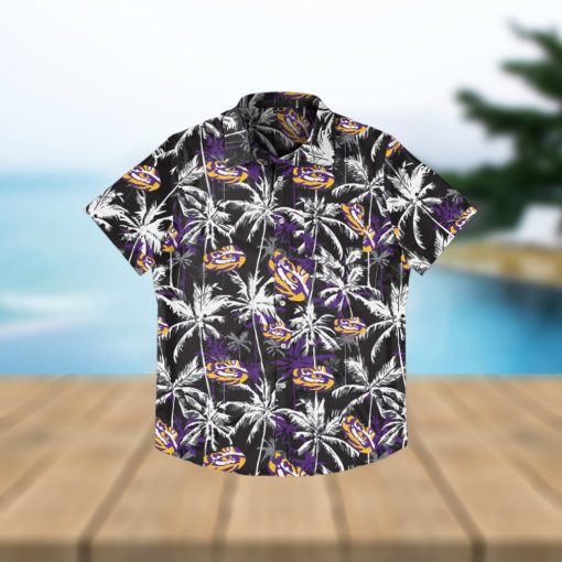 LSU Tigers Black Floral Hawaiian Shirt