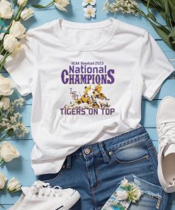 LSU Tigers Grey 2023 CWS National Champs Dog Pile Tigers on Top Shirt