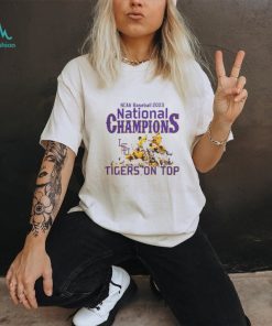 LSU Tigers Grey 2023 CWS National Champs Dog Pile Tigers on Top Shirt