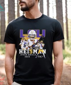 LSU Tigers Jayden Daniels Heisman 2023 Signatures Shirt