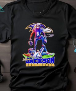 Lamar Jackson Baltimore stomp on CJ Stroud shirt