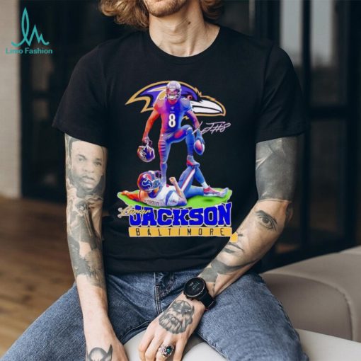 Lamar Jackson Baltimore stomp on CJ Stroud shirt
