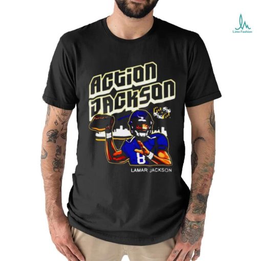 Lamar Jacksons Action Jackson Baltimore Ravens T Shirt