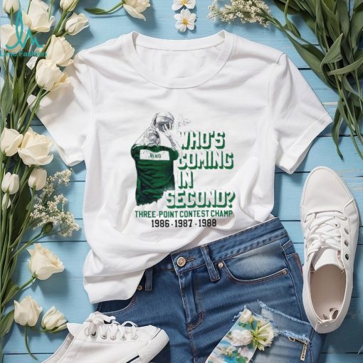 Larry Bird who’s coming in second three point contest champion signature shirt