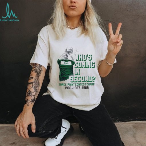 Larry Bird who’s coming in second three point contest champion signature shirt