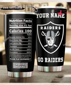 Las Vegas Raiders Go Raiders Nutrition Facts Personalized Tumbler