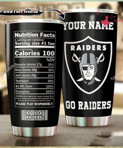 Las Vegas Raiders Go Raiders Nutrition Facts Personalized Tumbler