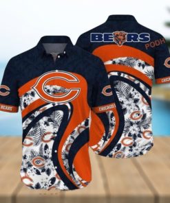 Leaf Orange Curve NFL Chicago Bears Hawaiian Shirt Style