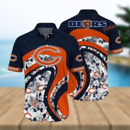 Leaf Orange Curve NFL Chicago Bears Hawaiian Shirt Style