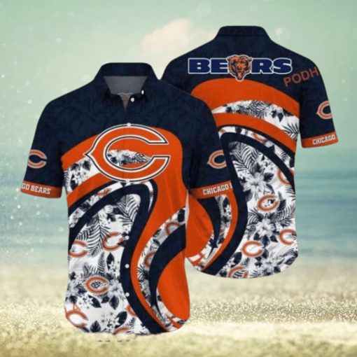 Leaf Orange Curve NFL Chicago Bears Hawaiian Shirt Style