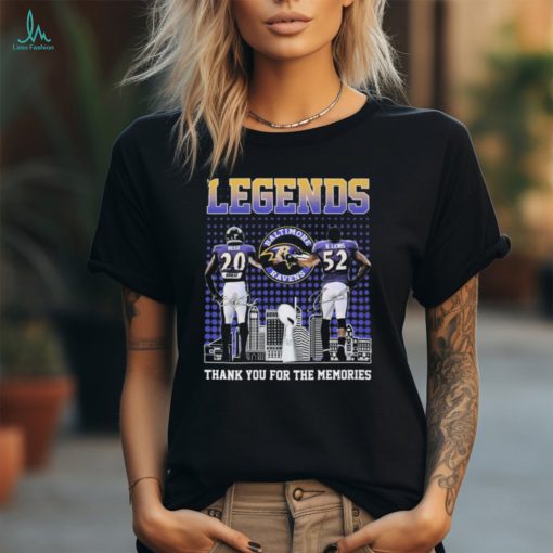 Legends Ed Reed and Ray Lewis Baltimore Ravens Skyline signatures thanks shirt