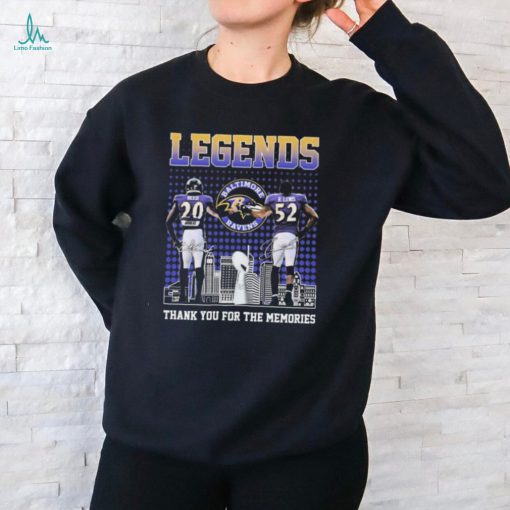 Legends Ed Reed and Ray Lewis Baltimore Ravens Skyline signatures thanks shirt