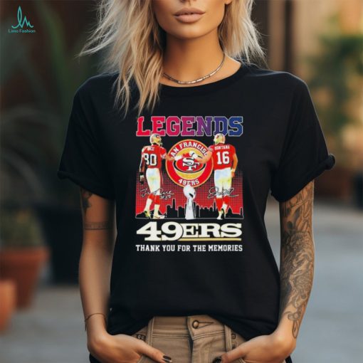 Legends Jerry Rice Joe Montana San Francisco 49ers Thank You For The Memories signatures t shirt