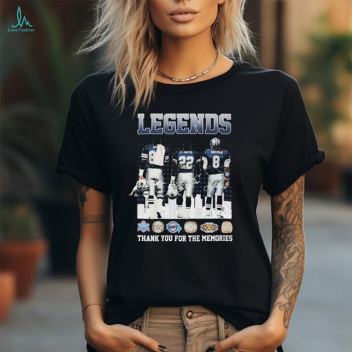 Legends Michael Irvin Emmitt Smith and Troy Aikman Dallas Cowboys signatures thanks shirt