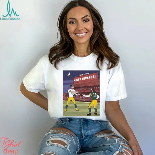 Levi’s stadium 49ers advance Green Bay Packers Jordan Love and Aaron Rodgers shirt
