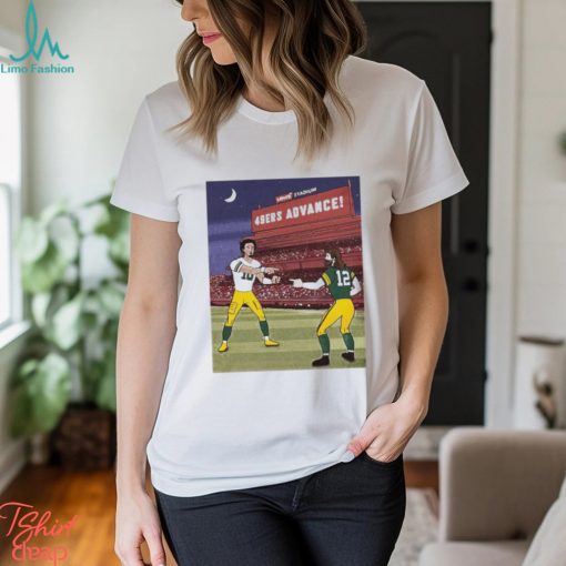 Levi’s stadium 49ers advance Green Bay Packers Jordan Love and Aaron Rodgers shirt