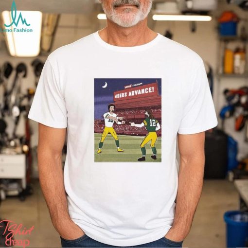 Levi’s stadium 49ers advance Green Bay Packers Jordan Love and Aaron Rodgers shirt